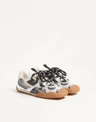 Amphibia Sneaker in Rubberized Calfskin and Laminated Nappa