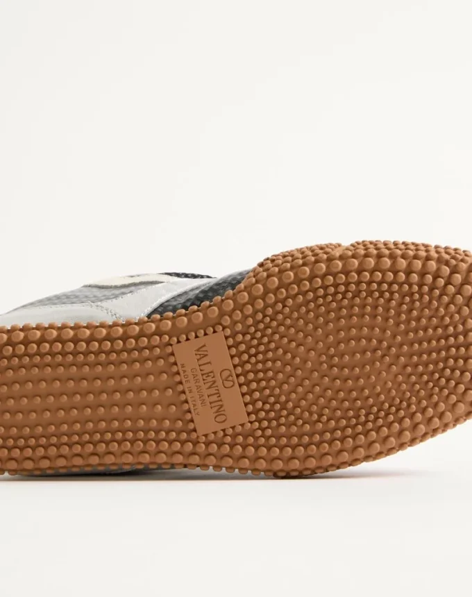 Amphibia Sneaker in Rubberized Calfskin and Laminated Nappa