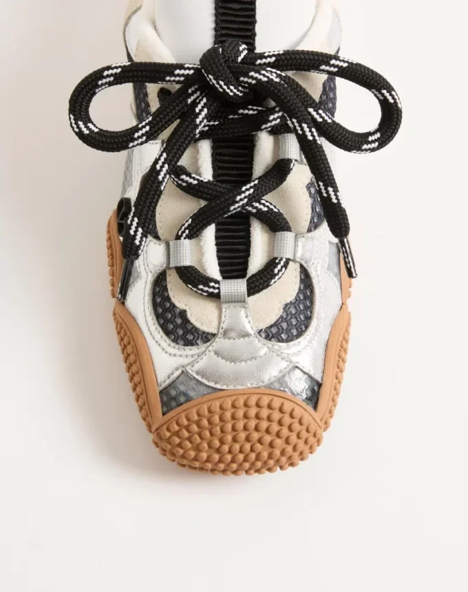 Amphibia Sneaker in Rubberized Calfskin and Laminated Nappa