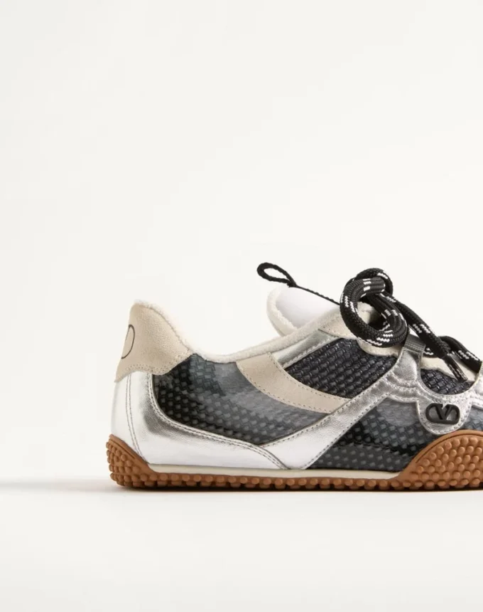 Amphibia Sneaker in Rubberized Calfskin and Laminated Nappa