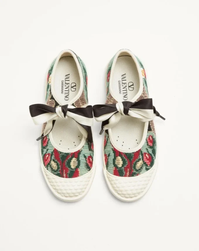 Ballerina Bay By Bay Sneaker In Jacquard Fabric With Floral Embroidery