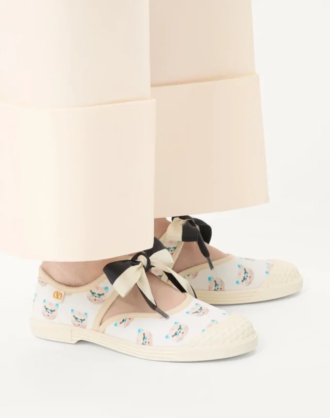 Bay By Bay Ballerina Fabric Sneaker With Le Chat De La Maison Print