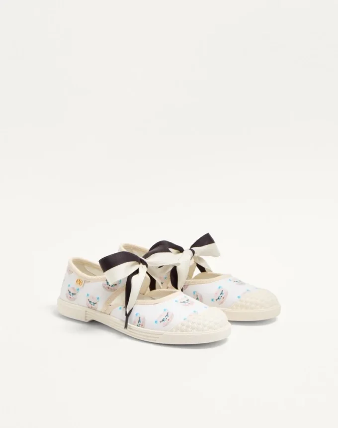 Bay By Bay Ballerina Fabric Sneaker With Le Chat De La Maison Print