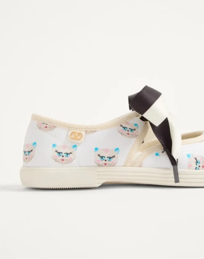 Bay By Bay Ballerina Fabric Sneaker With Le Chat De La Maison Print