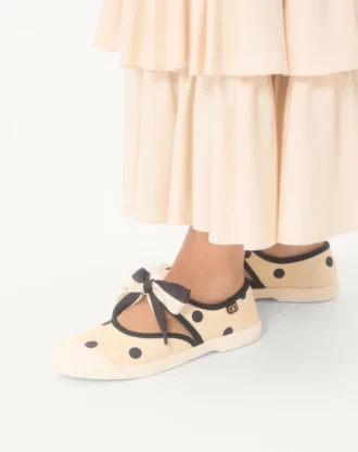 Bay By Bay Ballerina Sneakers In Moiré Plus De Pois Fabric