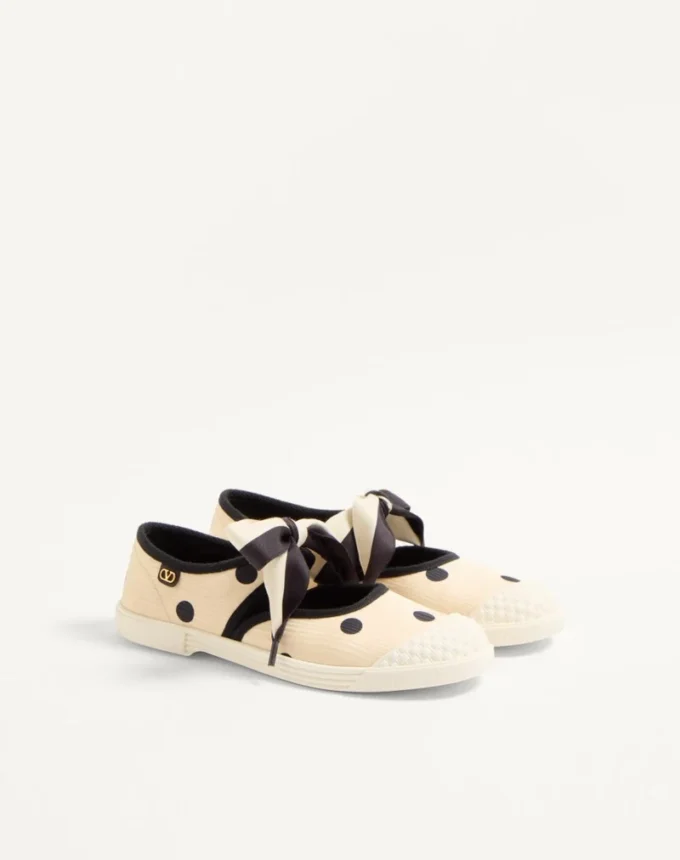 Bay By Bay Ballerina Sneakers In Moiré Plus De Pois Fabric