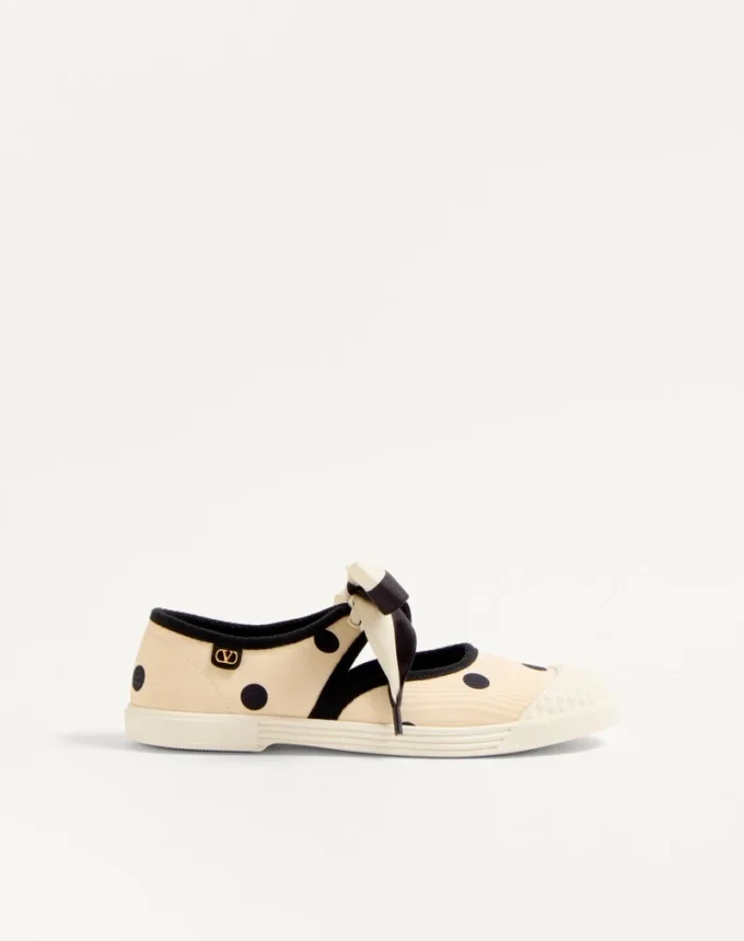 Bay By Bay Ballerina Sneakers In Moiré Plus De Pois Fabric