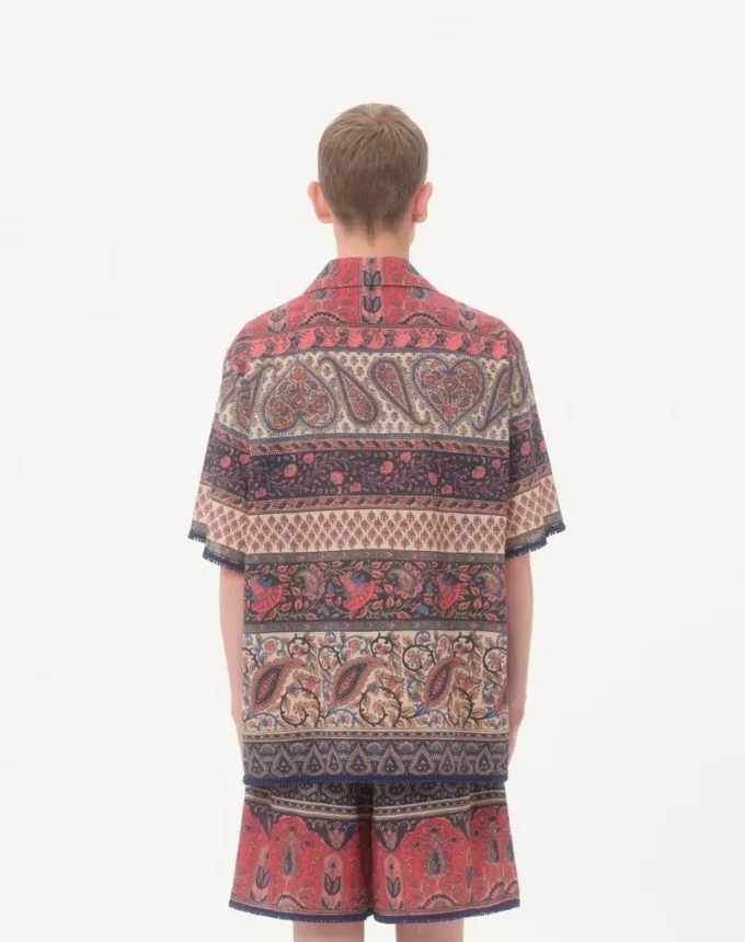 Bowling Shirt In Cotton Muslin With Voyage Imaginaire Print And Passementerie Trims