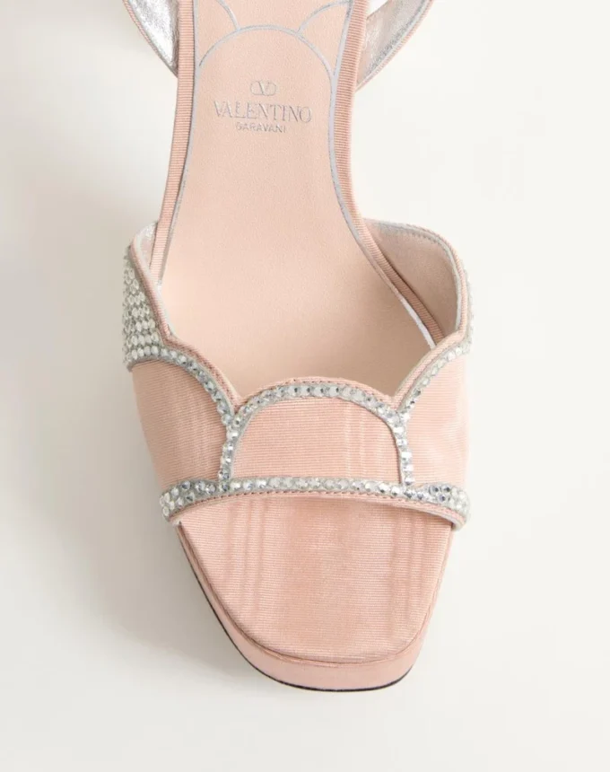 Bowow Platform Sandal In Moiré Fabric With Crystals 115Mm