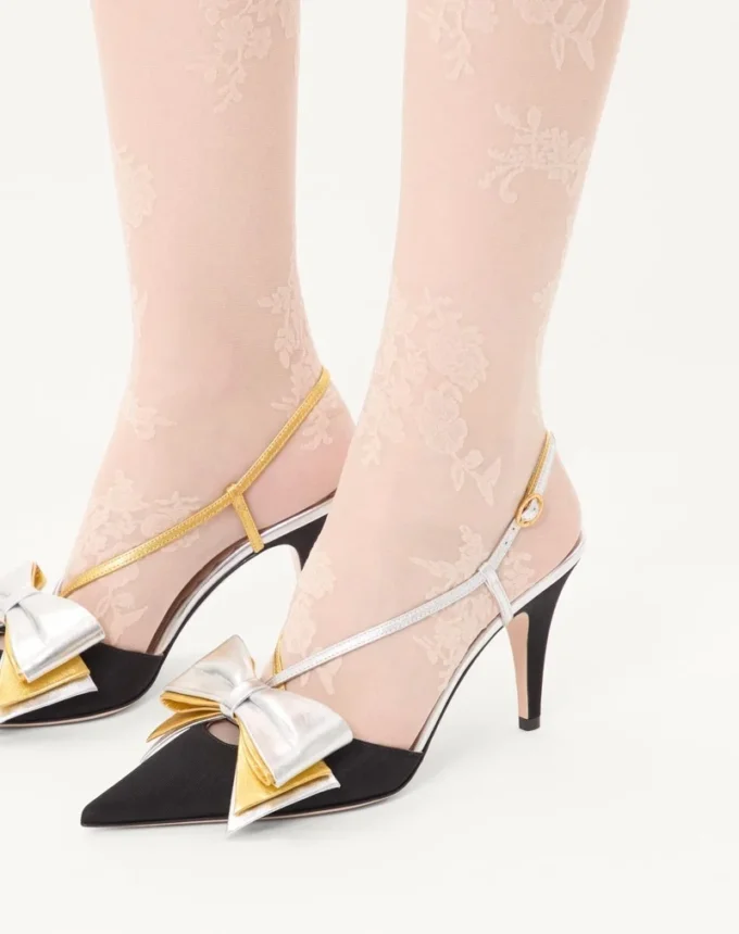 Bowow Slingback Pumps In Moirè Fabric 85Mm