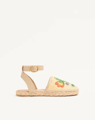 Bribri Raffia Sandal with Floral Embroidery