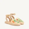Bribri Raffia Sandal with Floral Embroidery
