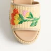 Bribri Raffia Wedge Sandal with Floral Embroidery 115mm