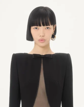 Cady Couture Long Dress with Feathers