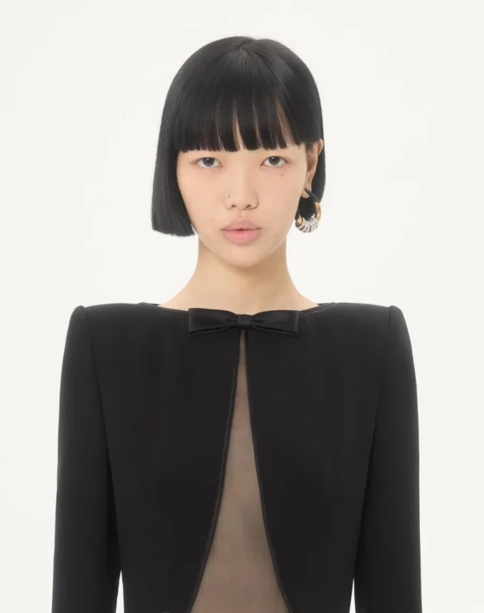 Cady Couture Long Dress with Feathers