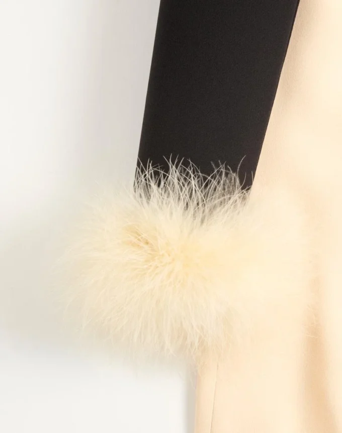 Cady Couture Long Dress with Feathers