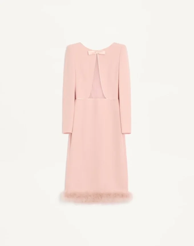 Cady Couture Midi Dress with Feathers