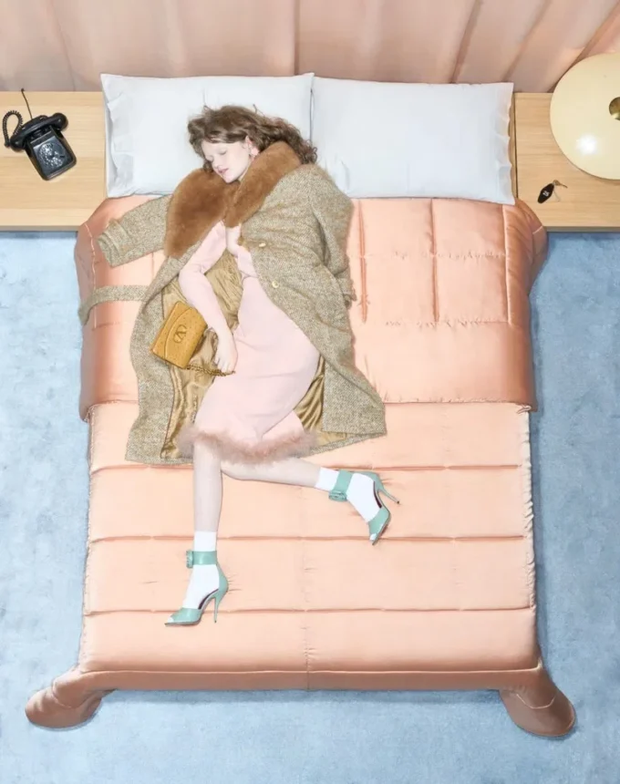 Cady Couture Midi Dress with Feathers