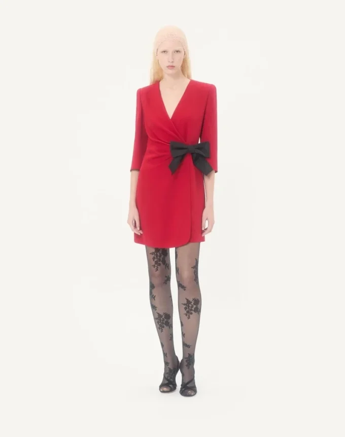 Cady Couture Short Dress With Faille Bow Cady Couture Short Dress With Faille Bow