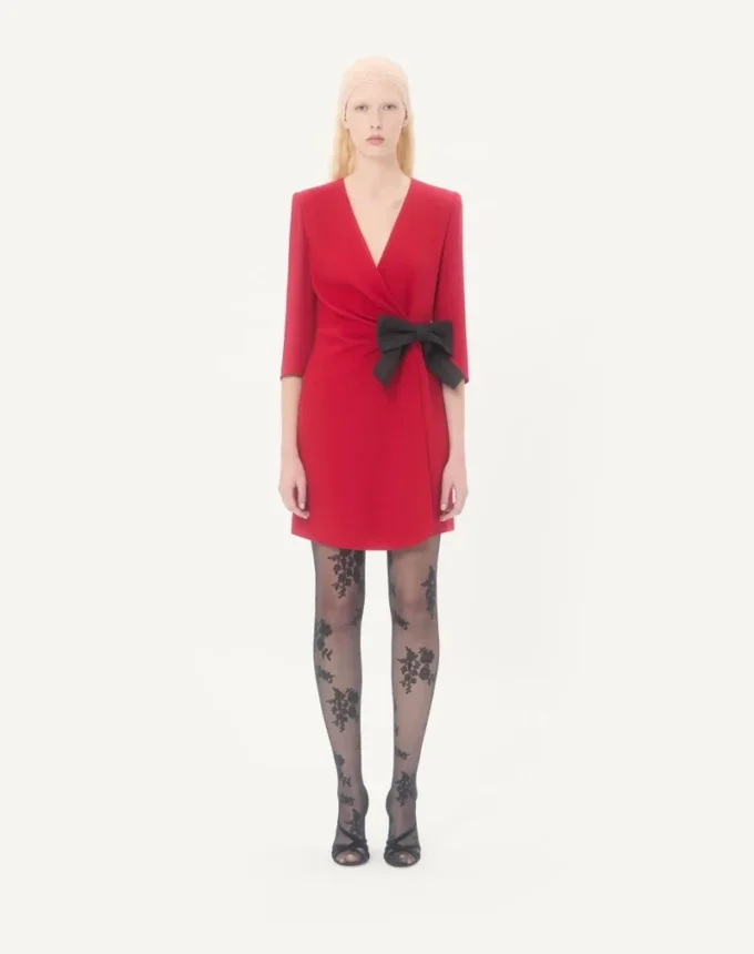 Cady Couture Short Dress With Faille Bow Cady Couture Short Dress With Faille Bow