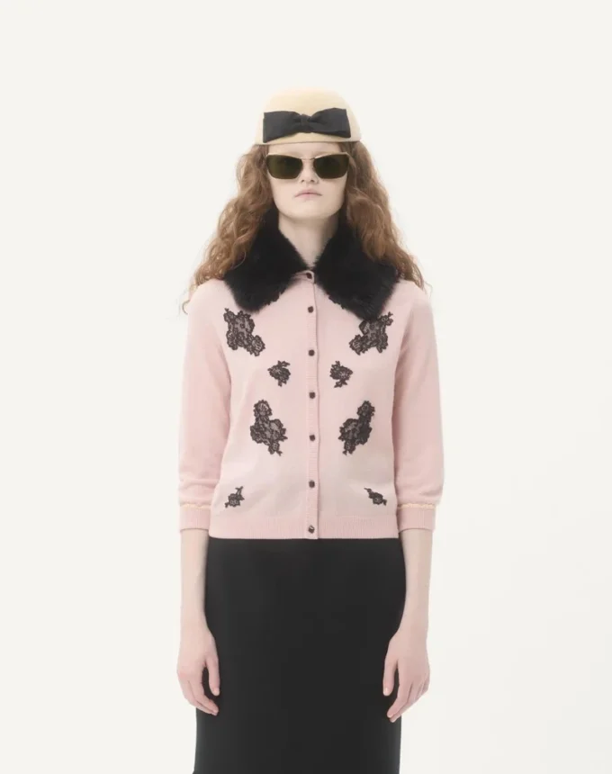 Cardigan With Shearling Collar