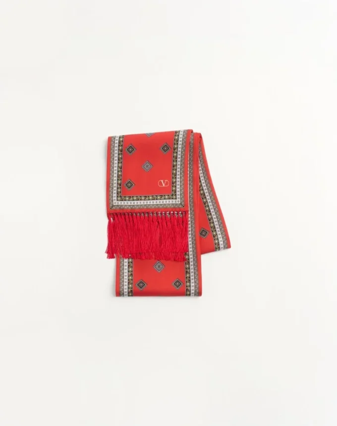 Chamber Silk Bandeau Scarf With Fringe