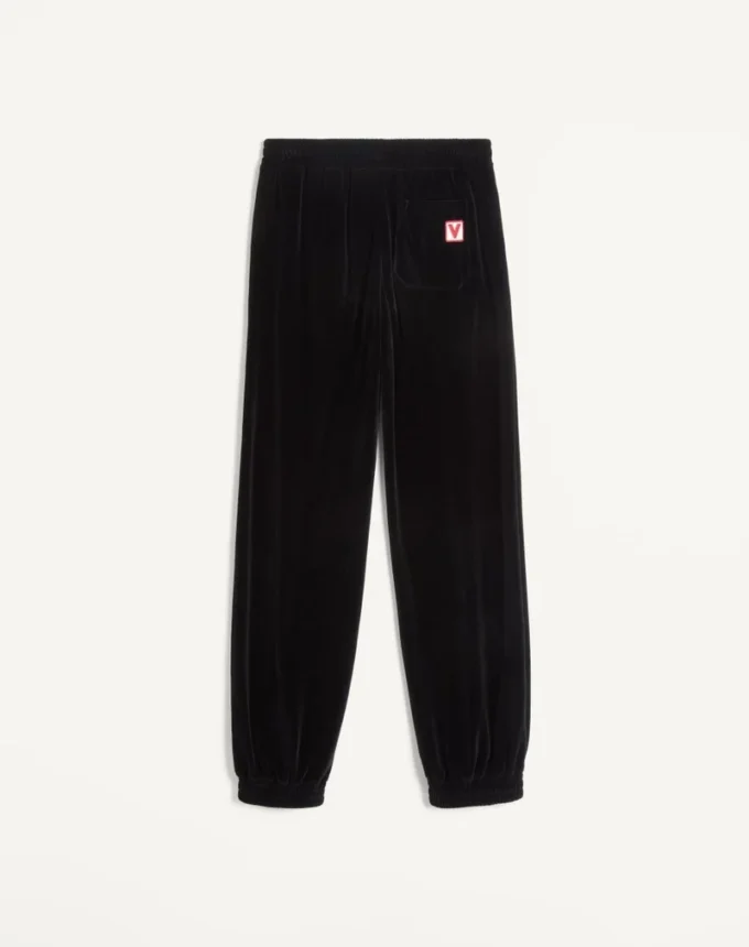 Chenille Jogging Pants With Chez Valentino Patch