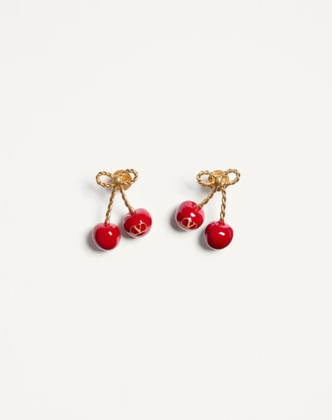 Cherryfic Metal And Enamel Earrings