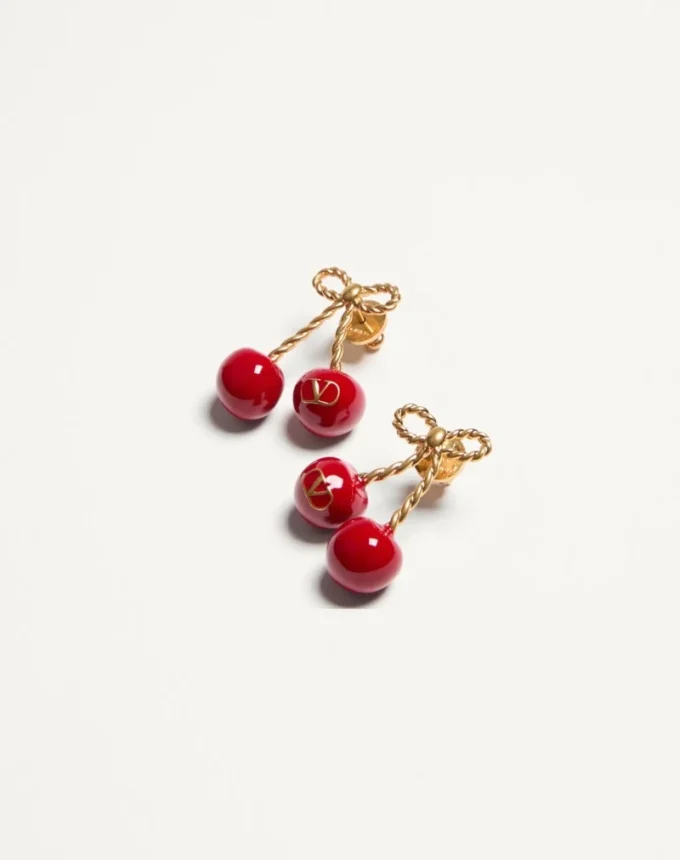 Cherryfic Metal And Enamel Earrings