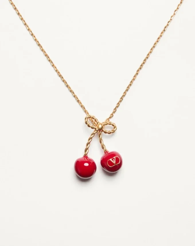 Cherryfic Metal And Enamel Necklace