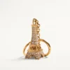 Chez Valentino Bag Charm With Key Ring In Metal, Enamel, And Crystals