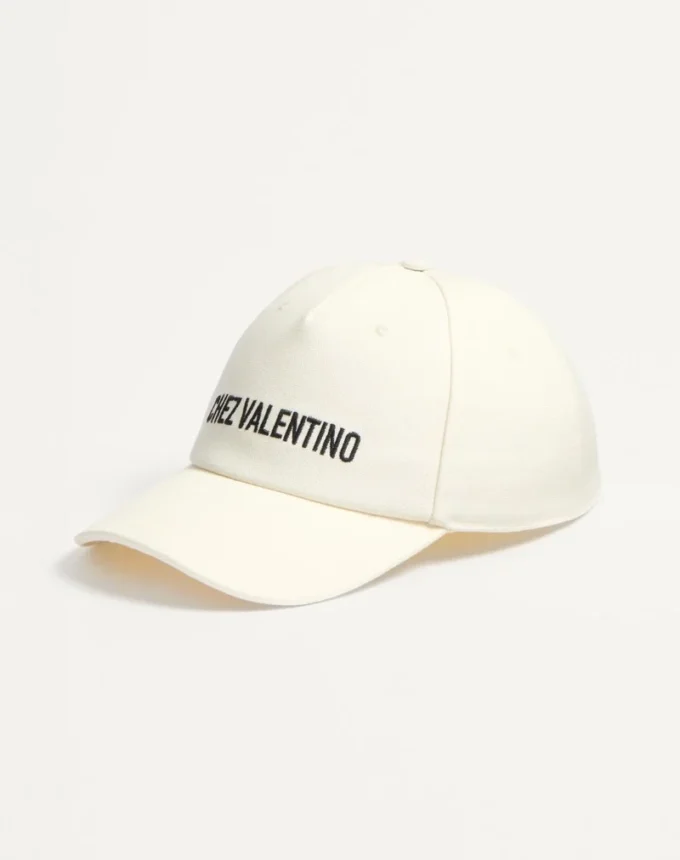Chez Valentino Cotton Baseball Cap With Embroidery