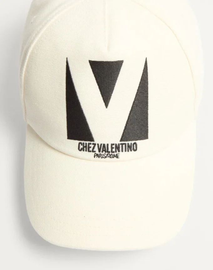 Chez Valentino Cotton Baseball Cap With Embroidery
