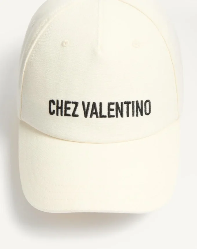 Chez Valentino Cotton Baseball Cap With Embroidery