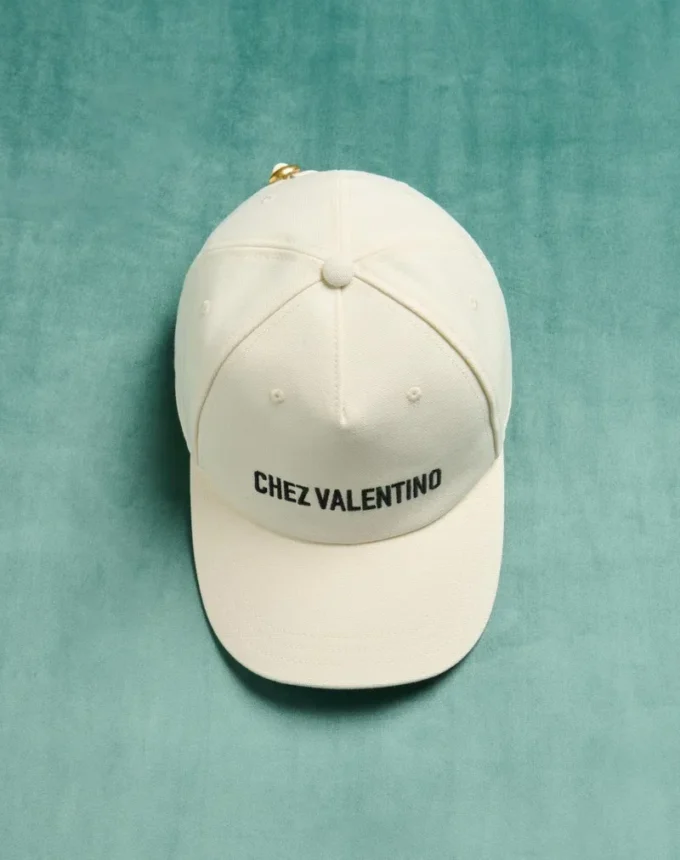 Chez Valentino Cotton Baseball Cap With Embroidery