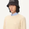 Chez Valentino Cotton Bucket Hat With Embroidery