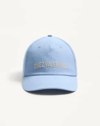 Chez Valentino Denim Baseball Cap With Embroidery