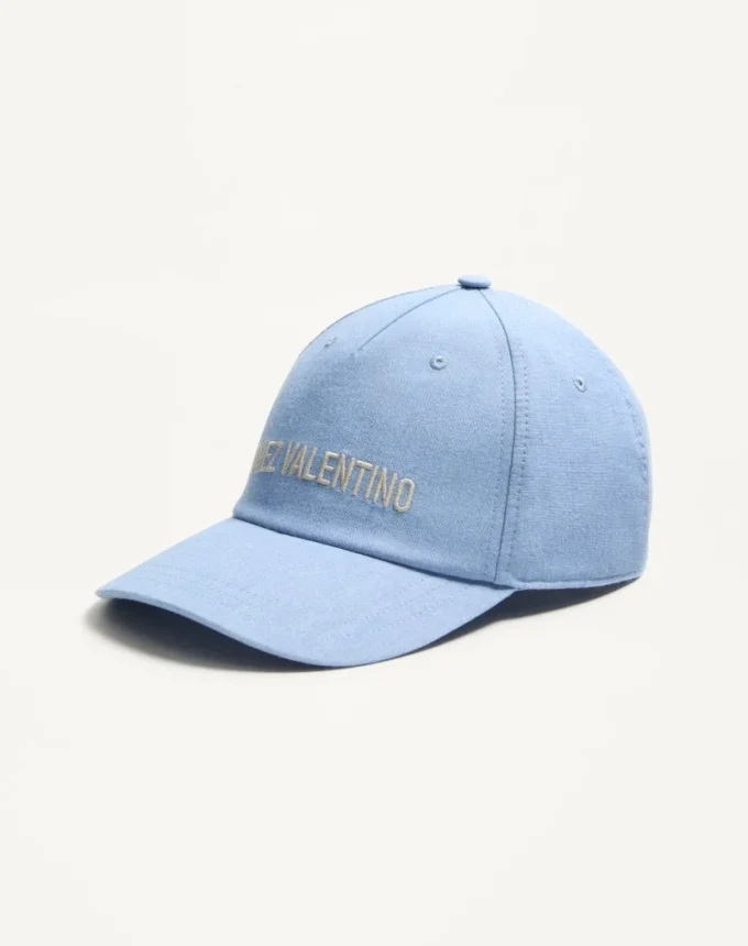 Chez Valentino Denim Baseball Cap With Embroidery