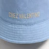 Chez Valentino Denim Bucket Hat With Embroidery