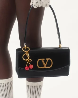 Chez Valentino Metal And Enamel Bag Charm With Key Ring