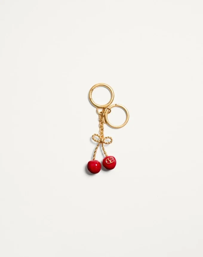 Chez Valentino Metal And Enamel Bag Charm With Key Ring