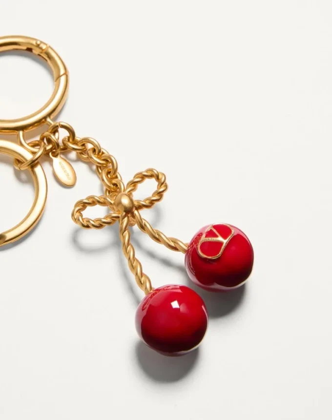 Chez Valentino Metal And Enamel Bag Charm With Key Ring