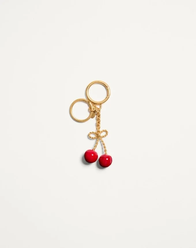 Chez Valentino Metal And Enamel Bag Charm With Key Ring