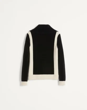 Chez Valentino Turtleneck Chenille Sweatshirt With Zipper And Patch