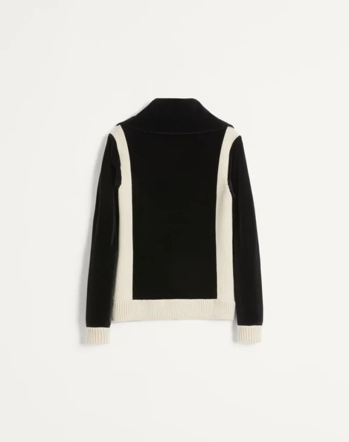 Chez Valentino Turtleneck Chenille Sweatshirt With Zipper And Patch