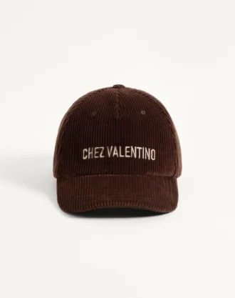 Chez Valentino Velvet Baseball Cap With Embroidery