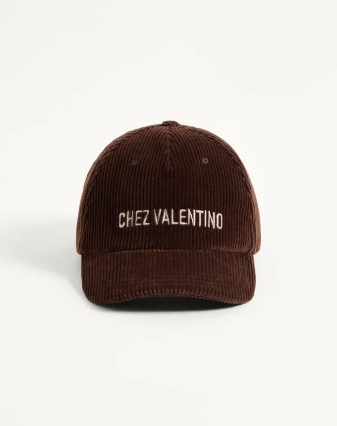 Chez Valentino Velvet Baseball Cap With Embroidery