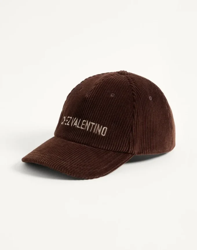 Chez Valentino Velvet Baseball Cap With Embroidery