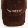 Chez Valentino Velvet Baseball Cap With Embroidery