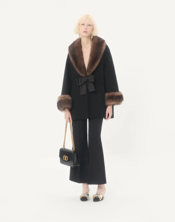 Compact Drap Caban with Shearling